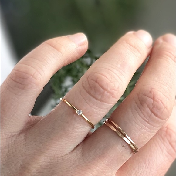 Dainty 14k gold filled CZ stacking ring size 8 - Picture 1 of 4